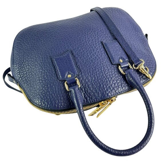 BURBERRY Royal Blue Orchard Bowling Grained Leather Satchel Shoulder Bag - Picture 14 of 16